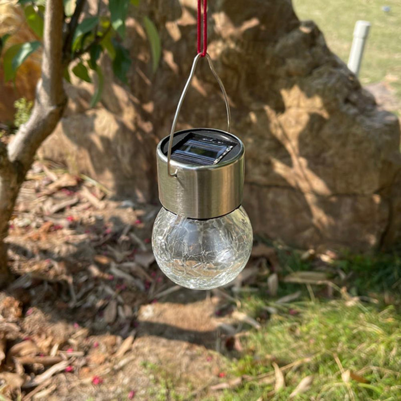 5pcs LED Solar Lamp Cracked Glass Ball Hanging Light Waterproof Decor(B)