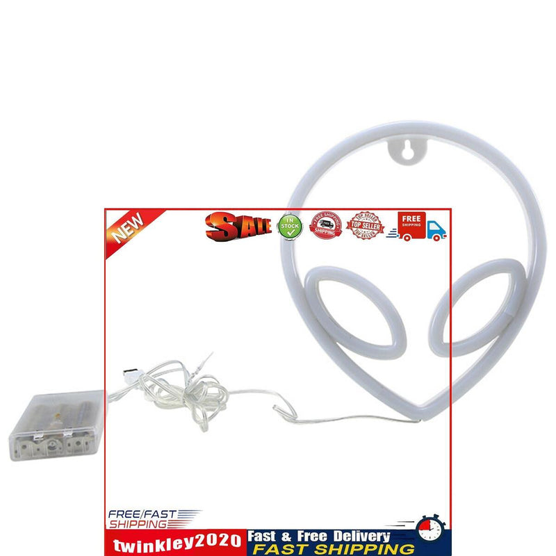 LED Alien Neon Signs Light Wall Decor for Bedroom Halloween (Pink Yellow) Newly