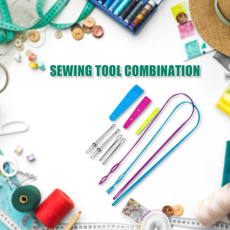 9pcs Sewing Set Plastic Elastic Band Needles Threader Wearer Clip Manual Tools
