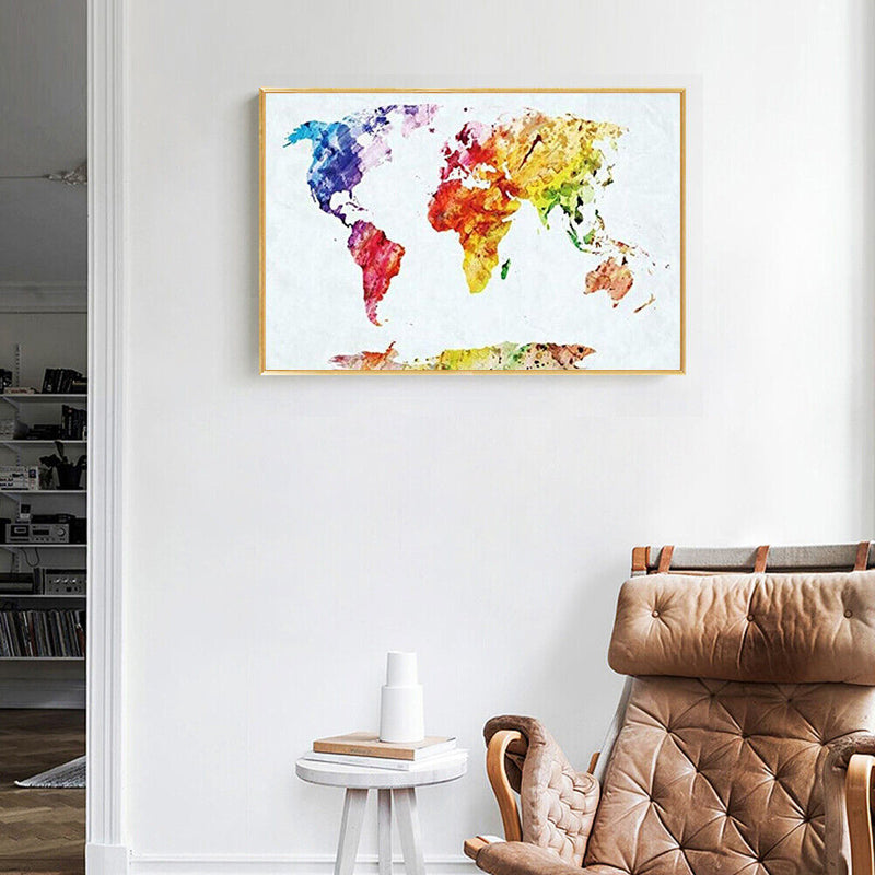 DIY Hand Painted World Map Canvas Oil Painting Kit Drawing By Numbers Ornamen
