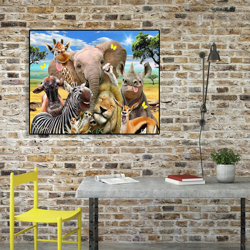 Painting By Numbers DIY Happy Animals Canvas Oil Wall Art Picture Ornaments Kit