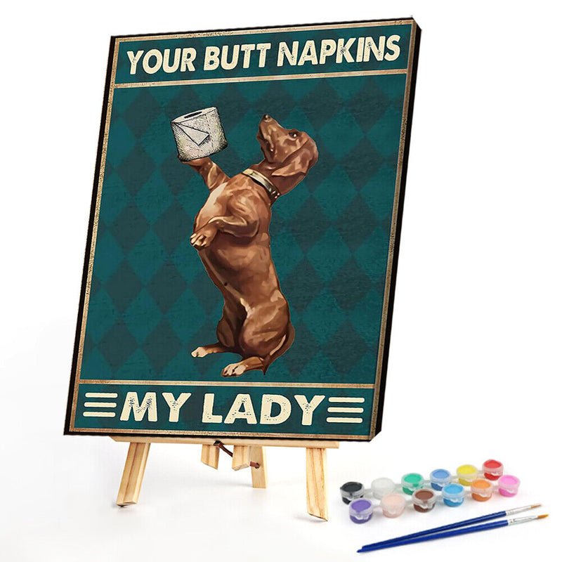 Napkin Dog Oil Paint By Numbers Kit DIY Frameless Drawing for Adults Home D