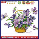 Partial Cross Stitch Kit Eco-cotton 2 Strands Stamped Purple Flower Home Decor