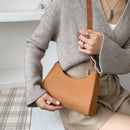 Women Felt Solid Color Shoulder Bag Casual Zipper Messenger Bag (Brown)