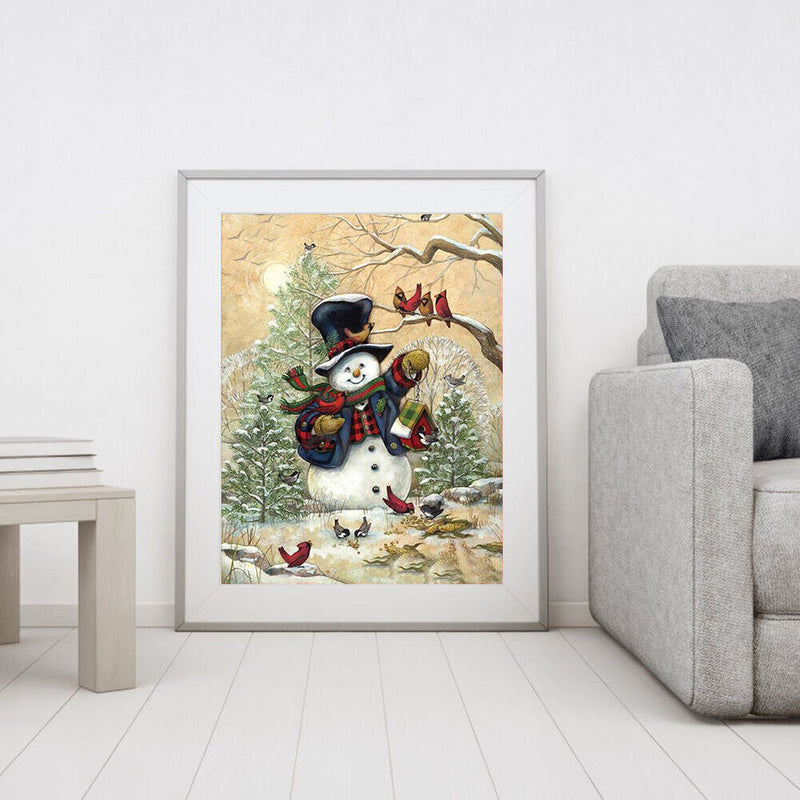 DIY Acrylic Drawing Oil Paint by Numbers Christmas Snowman Picture Home Dec