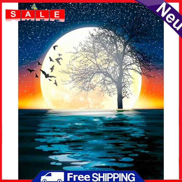 Sea Moon Oil Paint By Numbers DIY Drawing Picture Kit for Adults Home Decoration