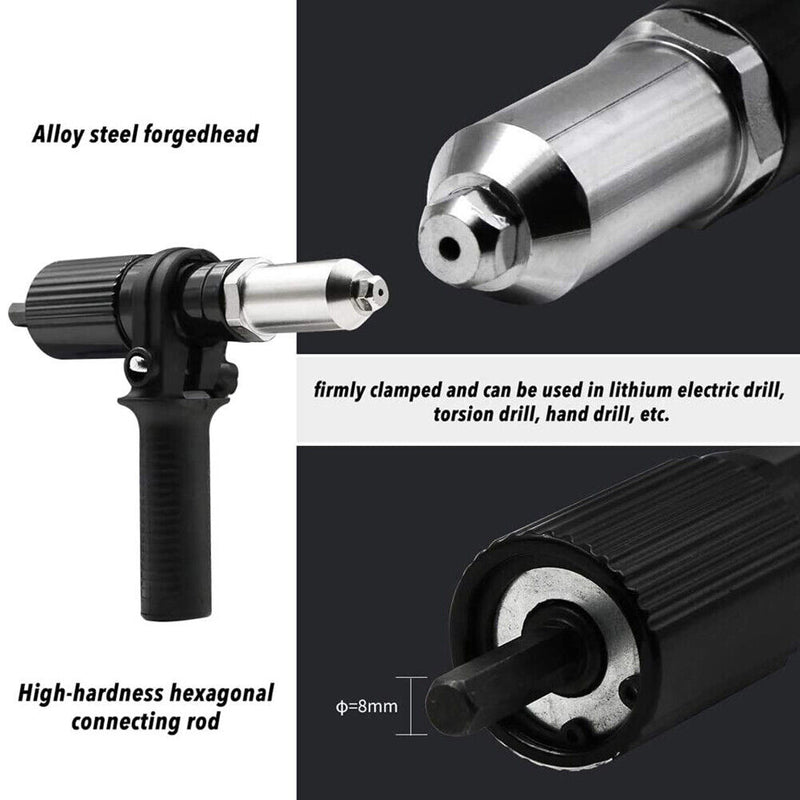 2.4-4.8mm Electric Rivet Gun Adapter Insert Cordless Rivet Nut Tools Kit Newly