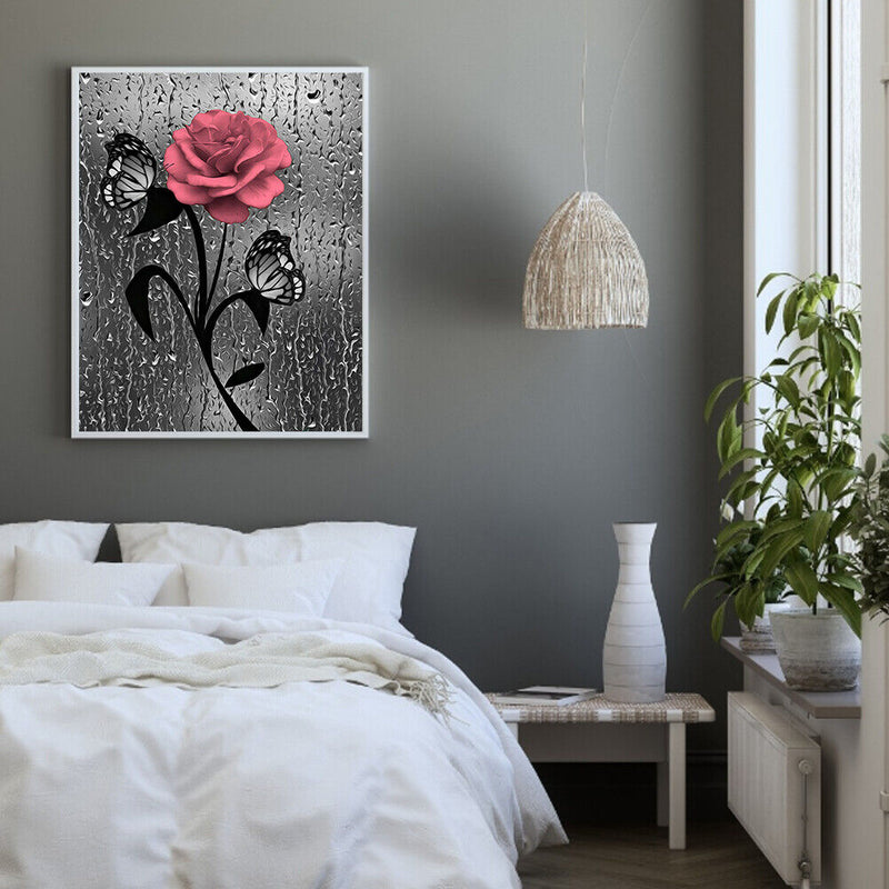 Flower Butterflies Canvas Painted Oil Paint By Numbers Modern Bedroom Wall Art