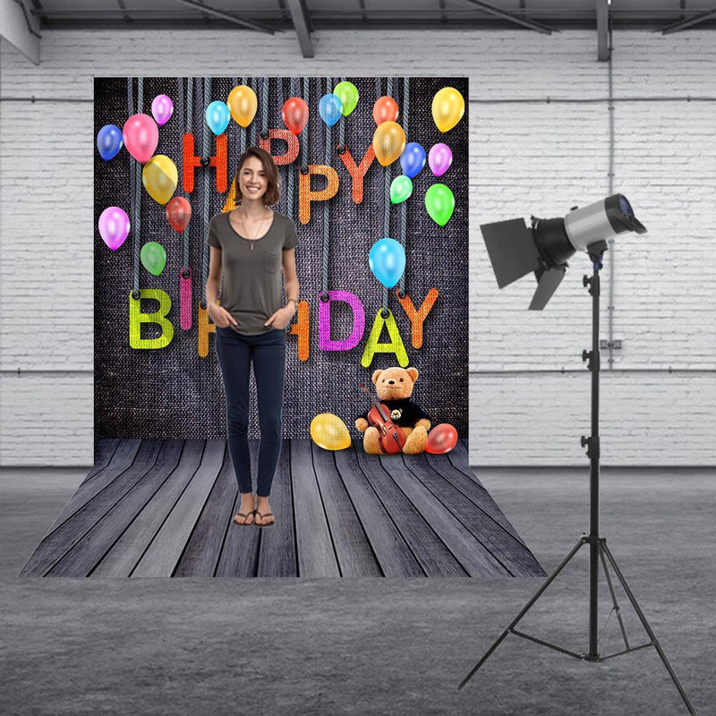 Happy Birthday Art Cloth Backdrop Photographic Studio Prop Kid Family Decor