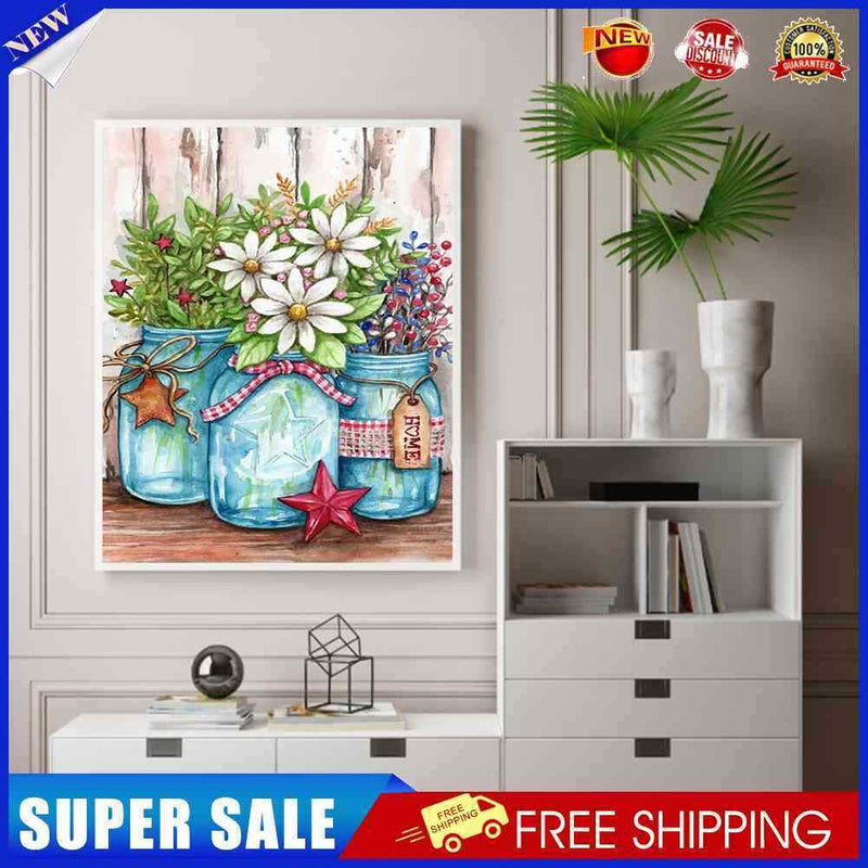 Glass Bottle Flower Oil Paint By Numbers Kit DIY Home Decoration Gift Wall