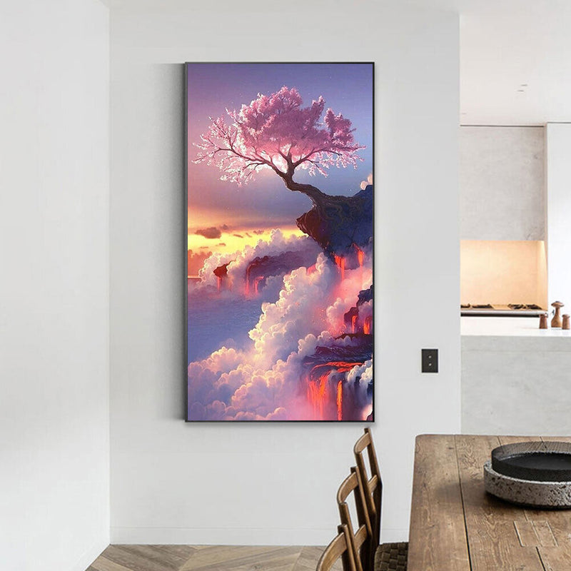 Tree on Cliff Oil Paint By Numbers Kits Canvas Picture Wall Art DIY Craft Color