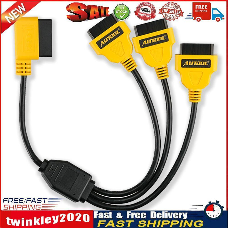 AUTOOL OBD2 Y Splitter Cable 50cm 1 to 3 Converter Adapter Extension Cord Newly