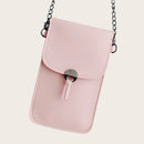 Touch Screen Phone Purse Women PU Shoulder Chain Mini Pouch (Light Pink)