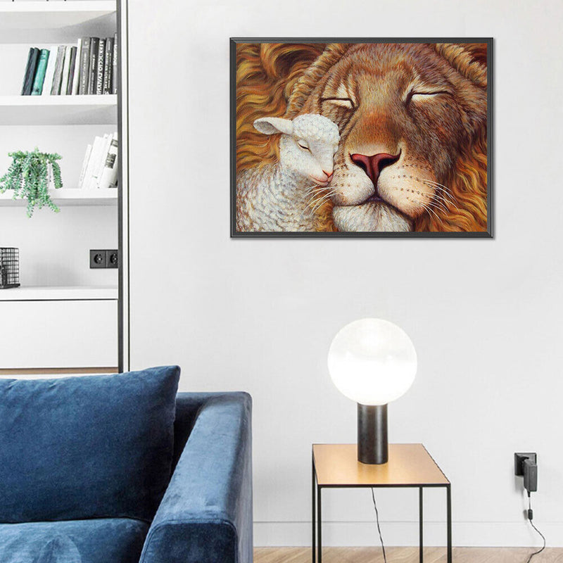 Lamb and Lion Oil Paint By Numbers Kit DIY Acrylic Painting Wall Picture Cr