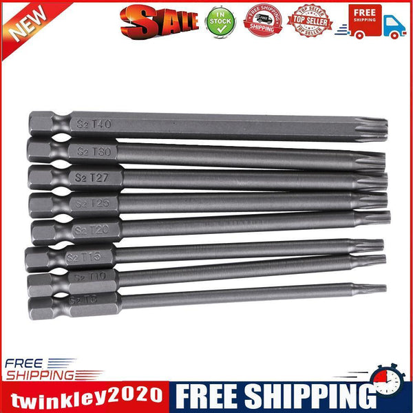 8Size/Set 100mm Length Magnetic Torx Screwdriver Bits Set Electric Screwdri