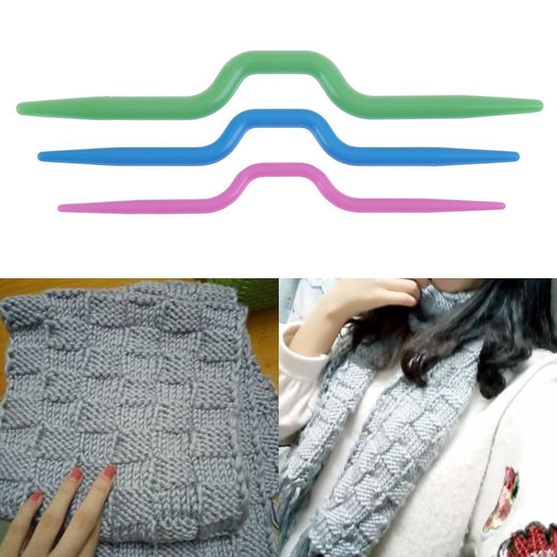 3pcs Curved Scarf Sweater Knitting Twist Needles Weaving Tool DIY Craft Sewing