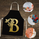 Letter B Printed Linen Apron Waterproof Kitchen Cooking Bibs Pinafore (2)