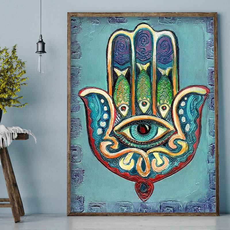 5D DIY Full Drill Round Shape Palm Eyes Rhinestone Diamond Drawing Decoration