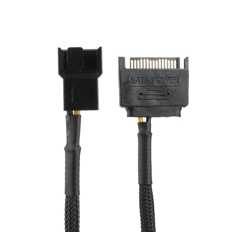 2pcs Sleeved SATA 15Pin to Small 4Pin Fan Power Adapter Extension Cable