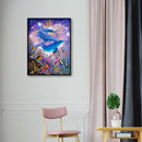 Undersea Dolphin Full Round Drill Rhinestone Picture Home Decoration 12x16 inch