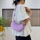 Fashion Lattice Pattern PU Hobos Bags Women Solid Crescent Shoulder Handbags