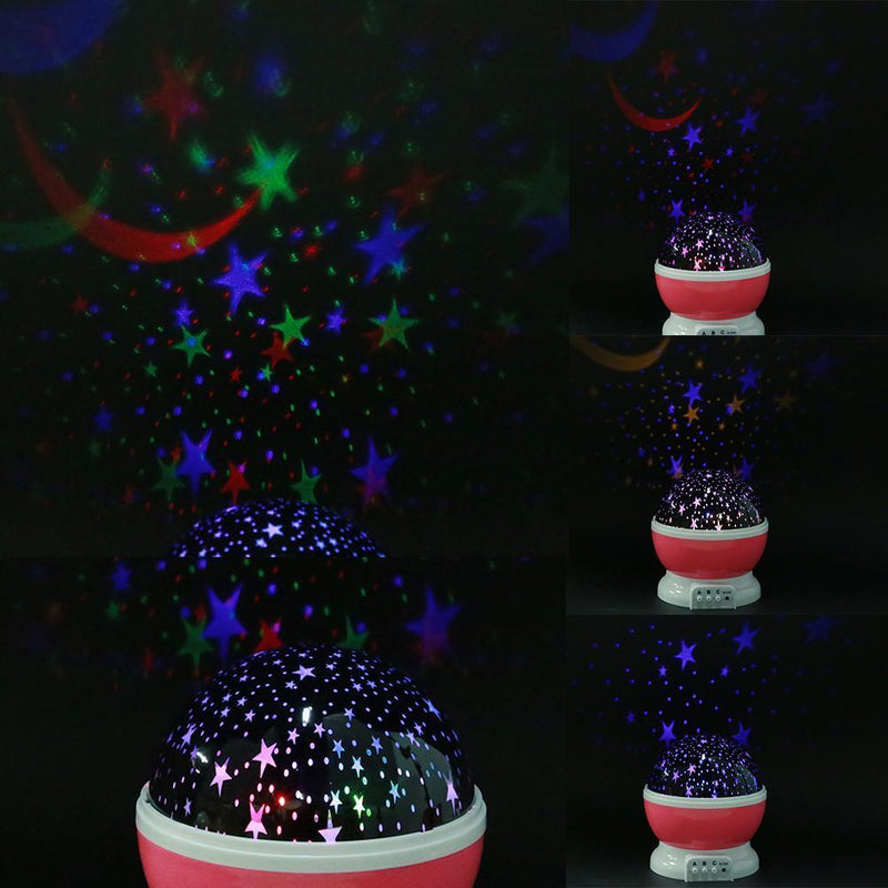 Rotating Projector Starry Night Lamp Projection LED Lights Xmas Gift(Pink) Newly