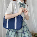 Preppy Style Contrast Color Shoulder Messenger Bag Campus Student Tote Handbags