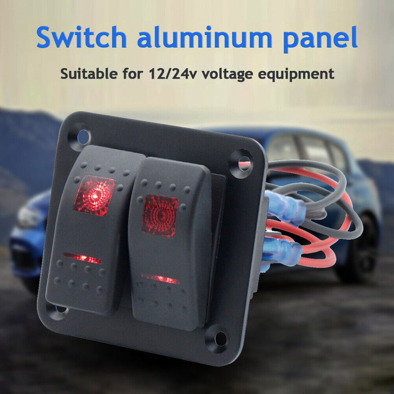 Waterproof On-Off Modified 2-Speed Dual LED Boat Switch Panel for Truck Car RV