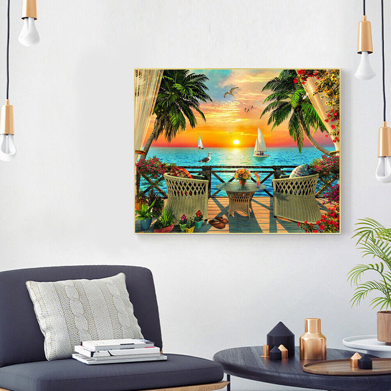 DIY 5D Diamond Painting Full Round Mosaic Sunset Handmade Picture Home Decor
