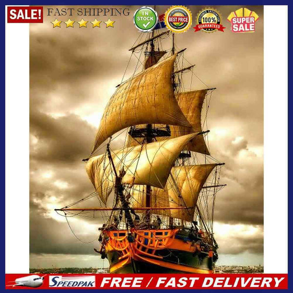 DIY Oil Paint by Numbers Sailboat Hand Painted Coloring Picture Gift Home Dec