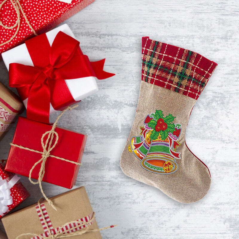 Xmas Decorative Rhinestone Sock 5D Diamond Painting Embroidery Craft Kid Gift