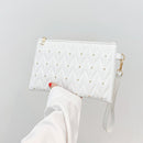 Fashion Rivet Evening Clutch Bag Leather Women Envelope Handbag (White)