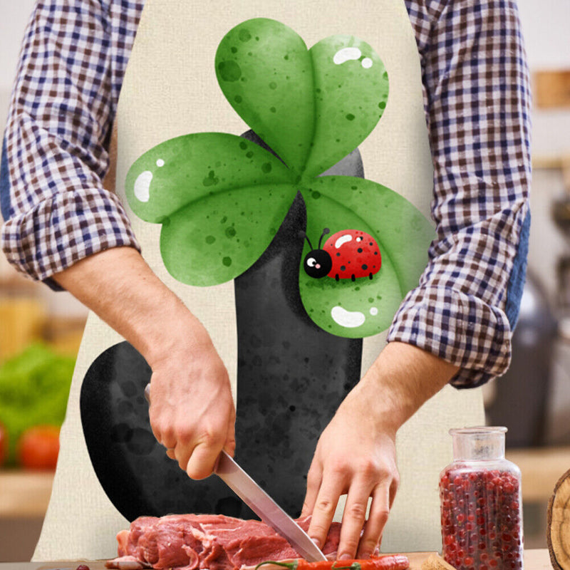 Cartoon J Print Apron Linen Waterproof Cooking Bibs Chef Pinafore (68X55CM)