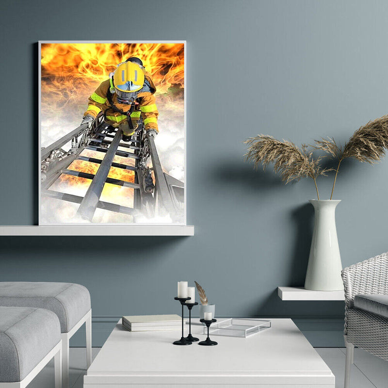 5D DIY Full Drill Diamond Painting Fire Fighter Embroidery Mosaic Kit Wall Decor