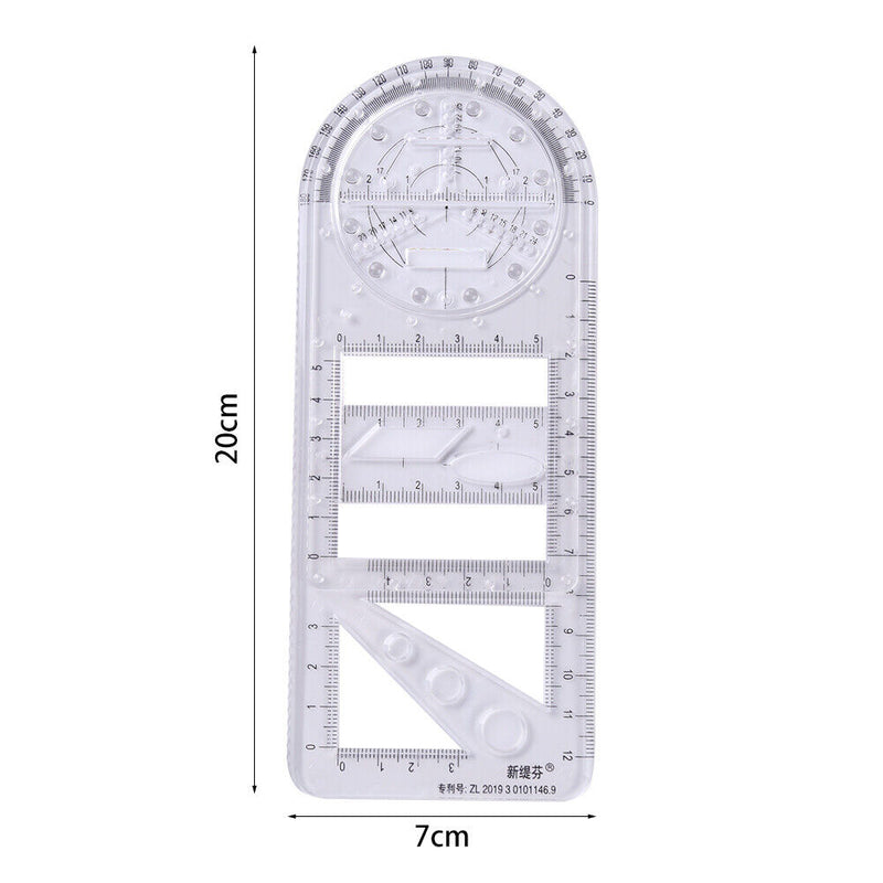 Geometric Ruler Students Rotatable Mathematical Ellipse Circle Drafting Tools