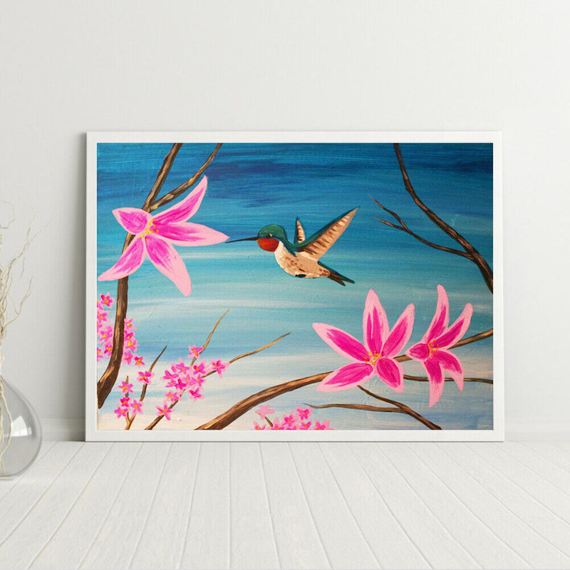 Hand Painted Oil Paint by Numbers DIY Flower Bird Drawing Wall Decoration Gift