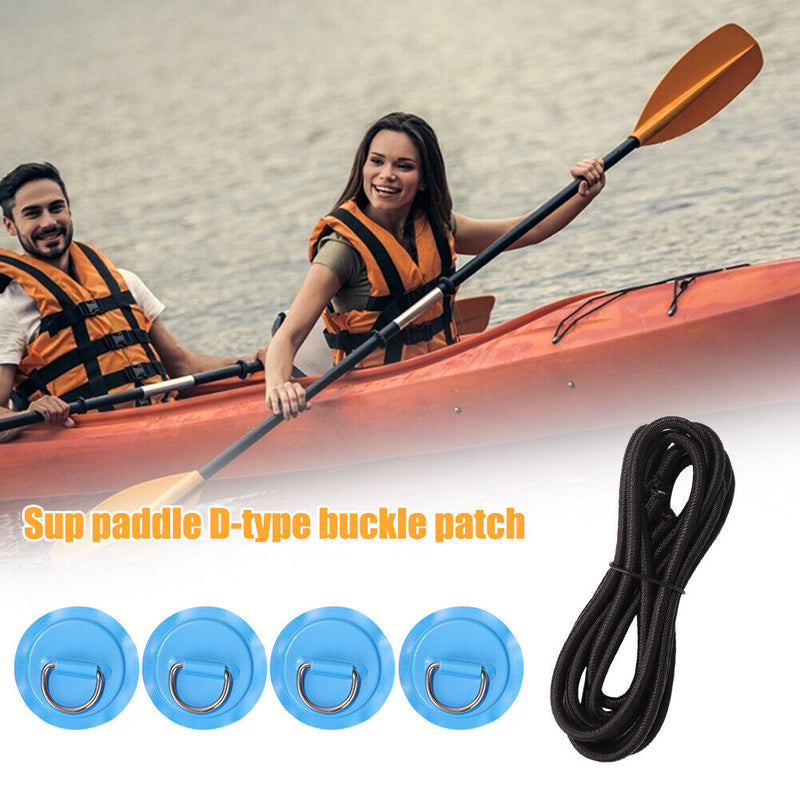 Stainless Steel D Ring Pad Patch 2.5m Rope Kit for Paddle Board (Blue) Newly