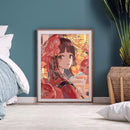 Hand Painted Oil Anime Girl Drawing DIY Canvas Paint By Numbers Wall Decor Kit