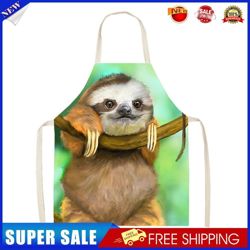 Home Sloth Printed Aprons Waterproof Linen Oil-proof Apron (82x68cm)