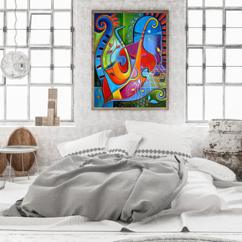 Musical Instrument Oil Paint By Numbers Hand Painted Wall Art Craft Home Deco