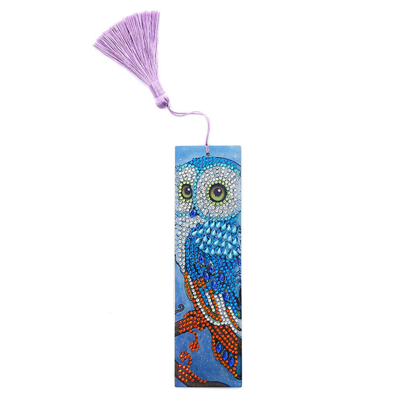 DIY Special Shape Diamond Painting Leather Owl Bookmark with Tassel Crafts Newly