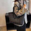 #A Autumn Winter Women Tote Bag Rhombus Pattern Shoulder Handbags for Daily Holi