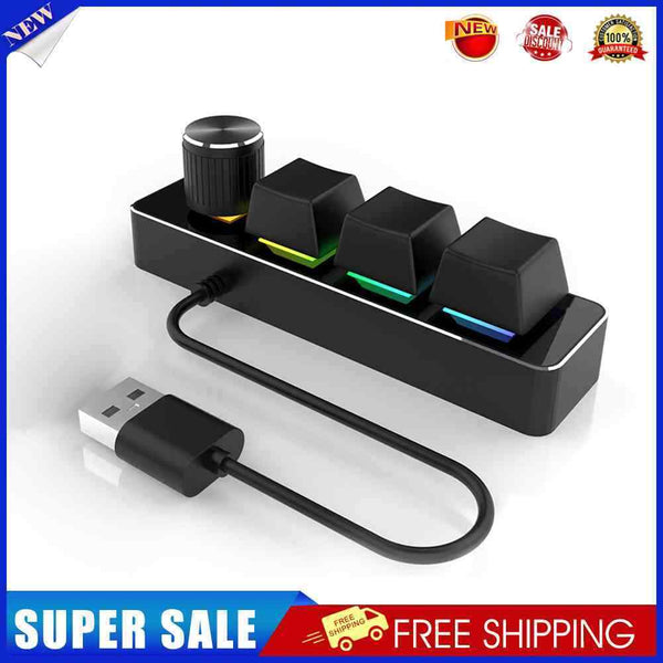 USB RGB Copy Paste Keyboard 3 Keys 1 Knob Programmable Custom Keypad for De