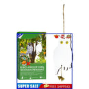 Bird Scare Owl - Hanging Bird Repellent with Bell for Garden Window (White)