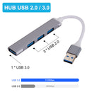 5Gbps USB HUB Extender 4 Port Multi USB 3.0 USB 2.0 Splitter Adapter (Grey)