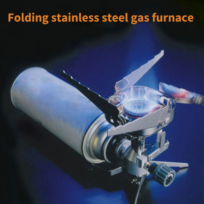 Outdoor Gas Stove Stainless Steel Windproof Cooking Stove Camping Cooking Kit