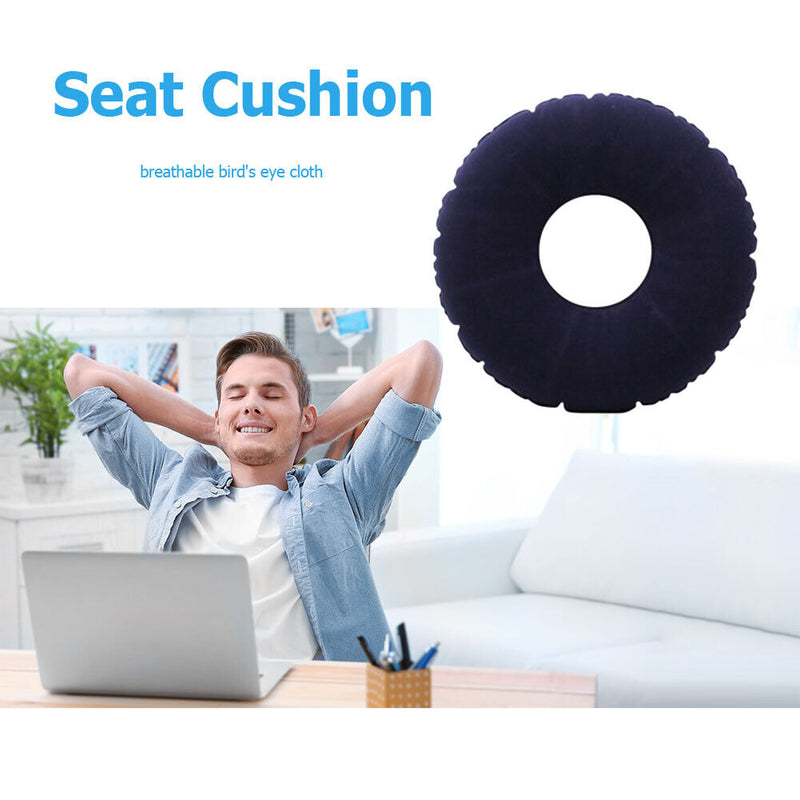 Inflatable Round Seat Cushion Massage Medical Hemorrhoid Pad (Dark Blue) Newly