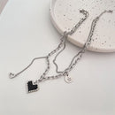 Heart Heart Choker Clavicle Chain Double Layer Necklace Mosaic Love Pandent