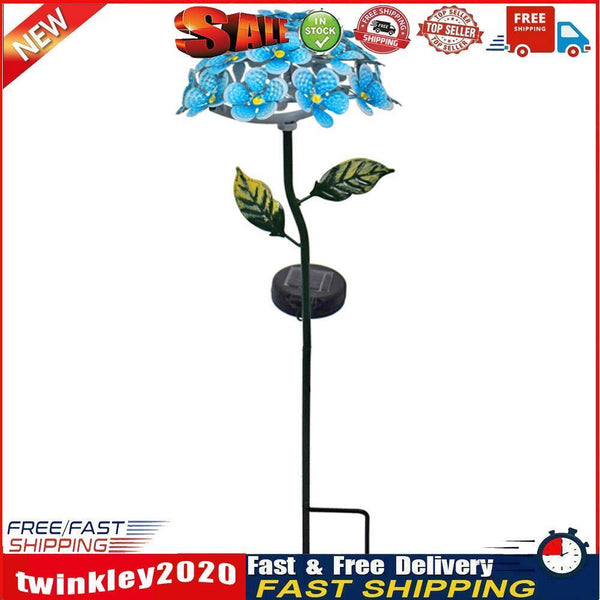 LED Solar Light Hydrangea Flower Lawn Stakes Lamp Outdoor Art Decor (Blue) Newly