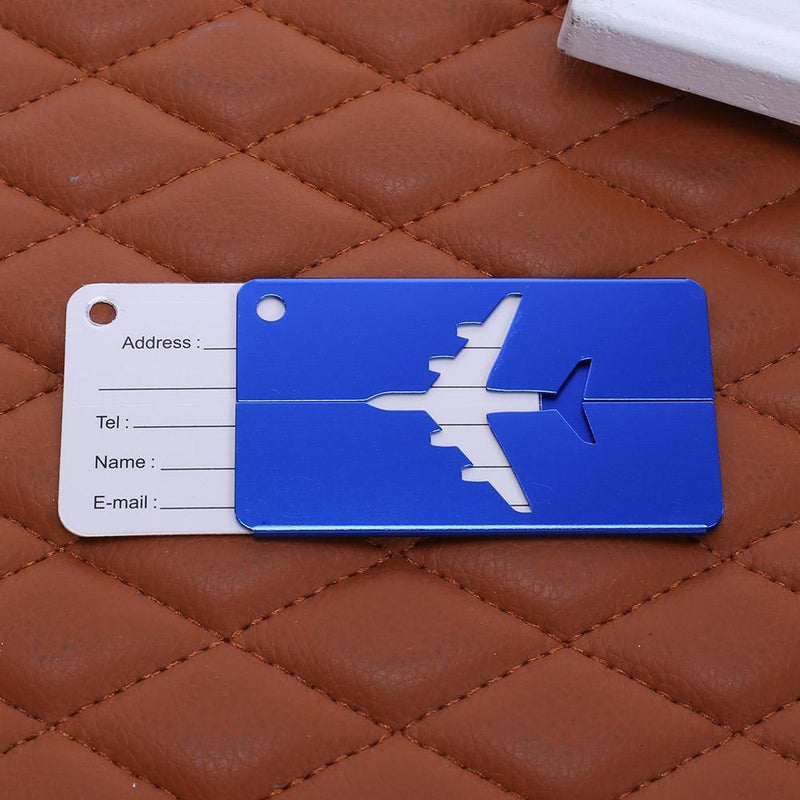 Aluminum Alloy Luggage Tag Checked Boarding Card Airplane(Blue)